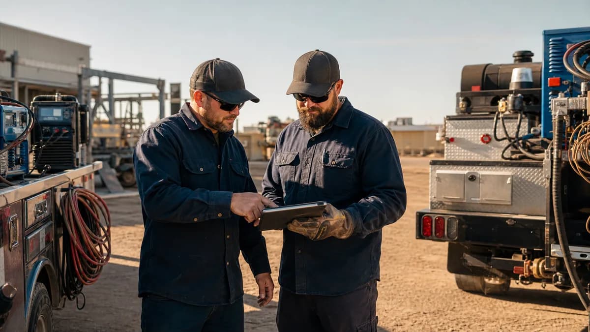 Mobile welding work truck and repair planning
